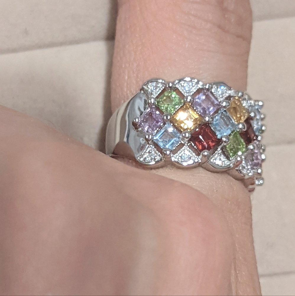 Square Emerald Cut, Multi Gemstone, 925 Sterling … - image 4